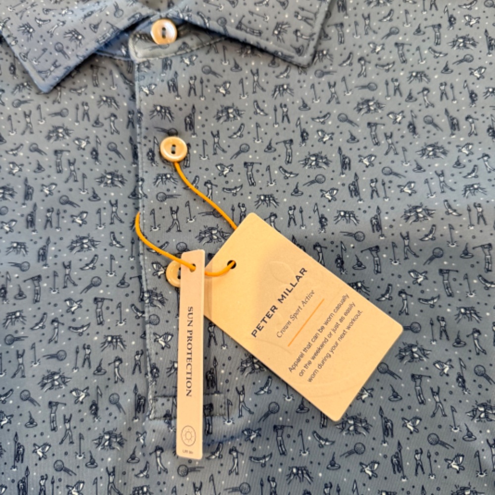 Peter Millar Men's Medium Rainfall Hole In One Performance Jersey Polo MSRP $110 - Picture 6 of 7